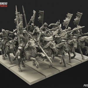 Samurai Miniature Japanese Lance Cavalry Figures - Kensei Test of Honour Feudal Wargaming Minis for Tabletop Games - Kyoushuneko Miniatures