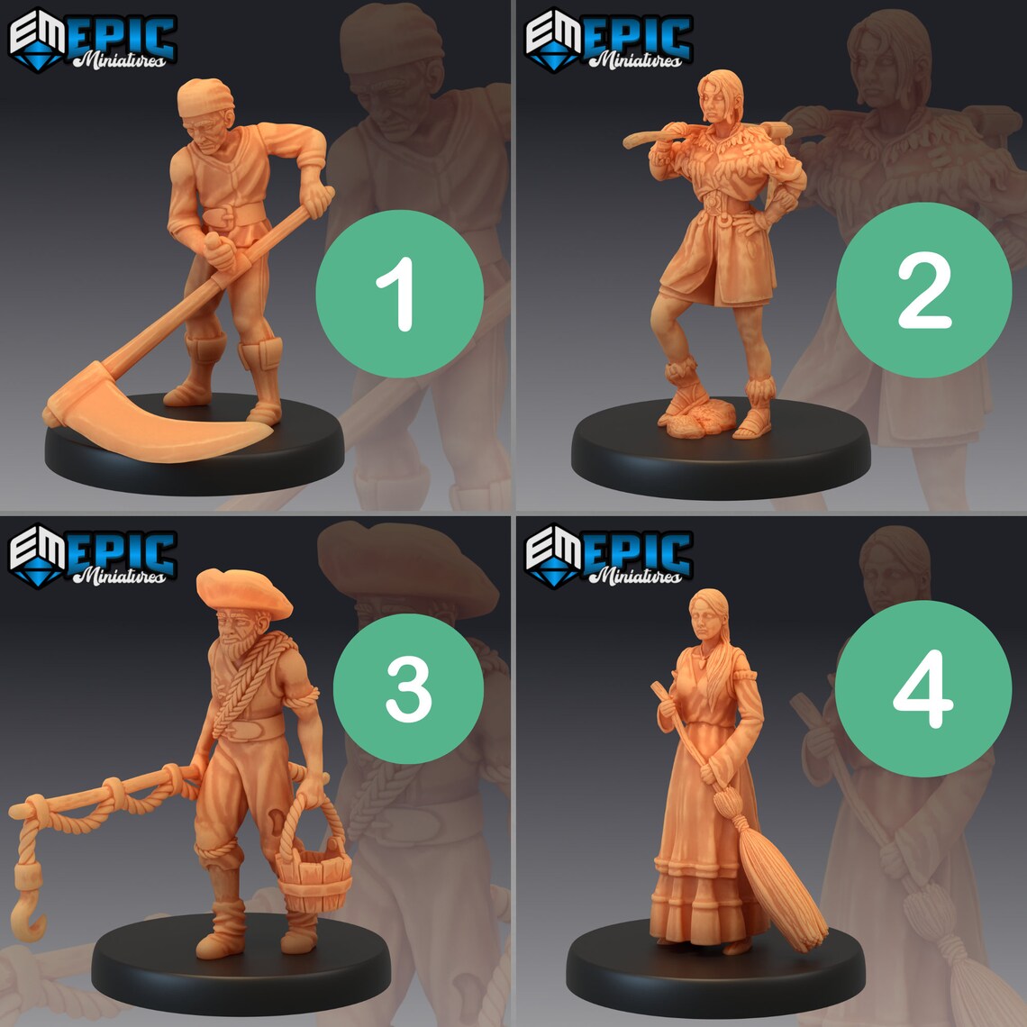 Farm Villagers Dnd Miniatures Epic Miniatures 28mm 32mm - Etsy