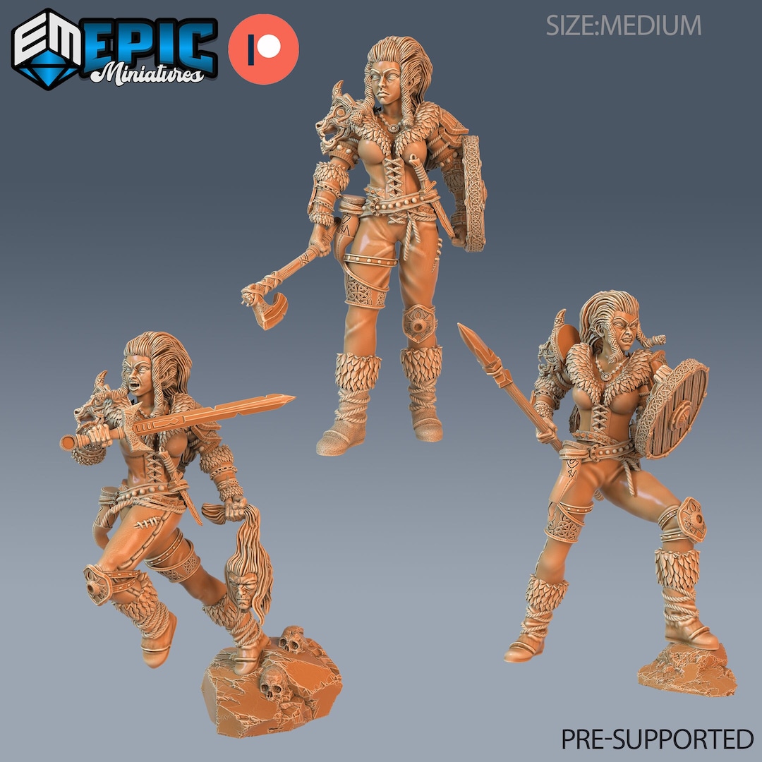 Epic Miniatures Viking Age X3 Viking Shieldmaiden Lathgertha 28mm Scale Tabletop Wargaming Rpgs