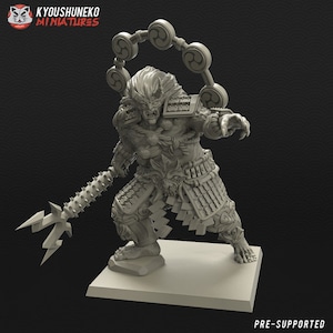 Samurai Ronin Miniature Japanese Lightning Oni - Kensei Test of Honour Feudal Wargaming Minis for Tabletop Games - Kyoushuneko Miniatures
