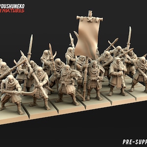 Japanese Sohei Monk Spearmen Unit x18 | Feudal Miniatures | Kyoushuneko Miniatures | Japanese Infantry Unit | D&D | Tabletop Wargaming |
