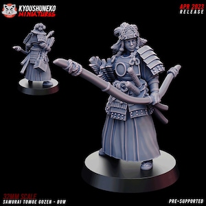 Japanese Samurai Tomoe Gozen Archer Bow -  Kyoushuneko Miniatures, Kensei Test of Honour Feudal Wargaming Minis for Tabletop Games