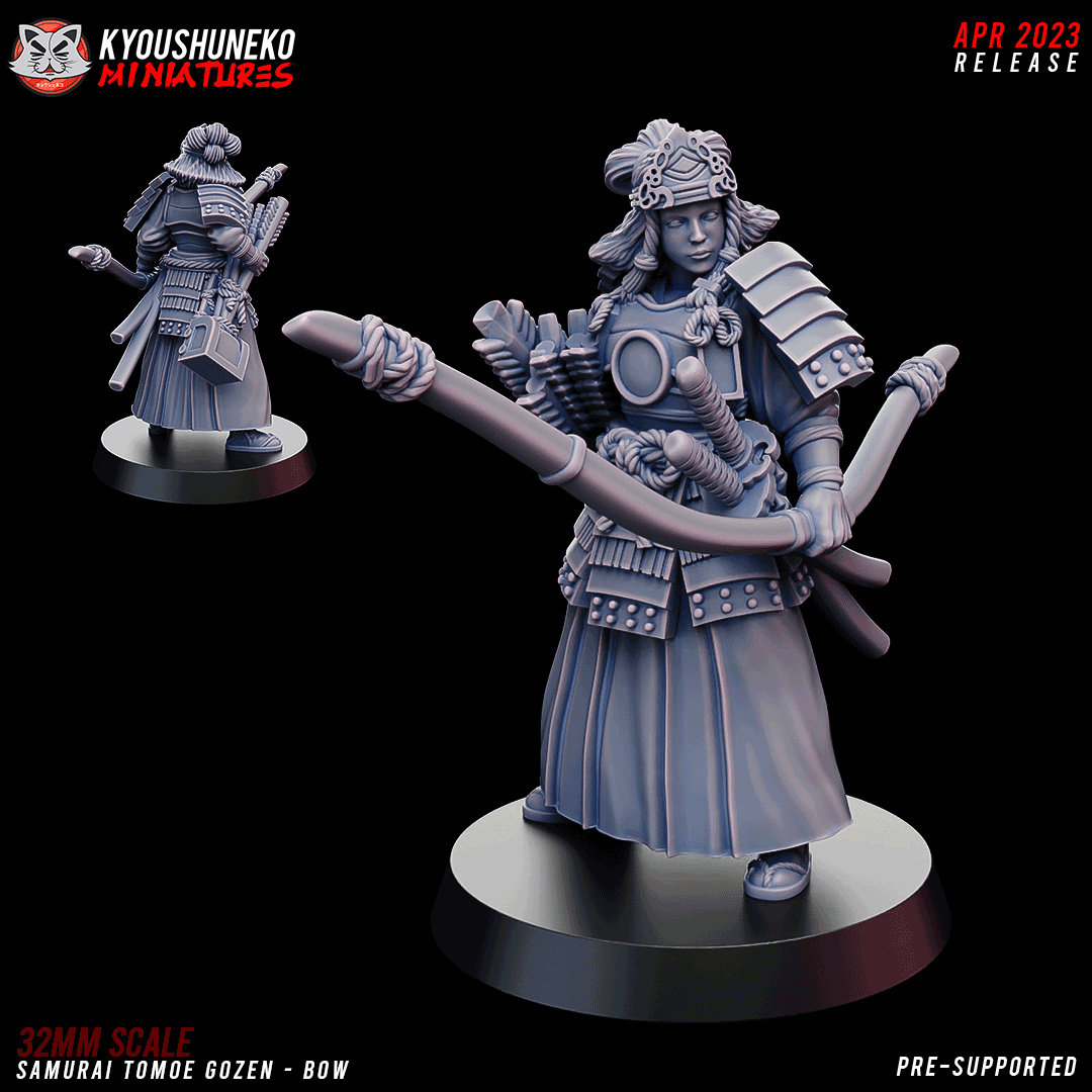 Figurine Miniature Japonaise Onna Bushi Naginata - Kyoushuneko, échelle 30mm, Résine