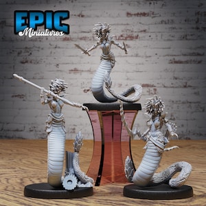 Gorgon Sisters Medusa 3x - Epic Miniatures - Insectoid Jungle - 28mm Scale Insectfolk Lot - Dungeons and Dragons Miniatures
