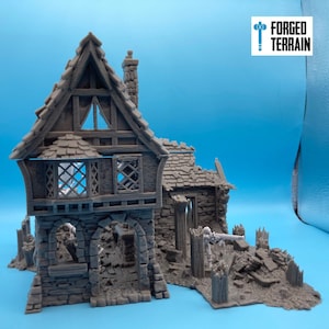 Taverne en ruine - Winterdale, paysage à imprimer, terrain de jeux de guerre, bâtiment historique sur table, décor de jeu fantastique imprimé en 3D 28 mm