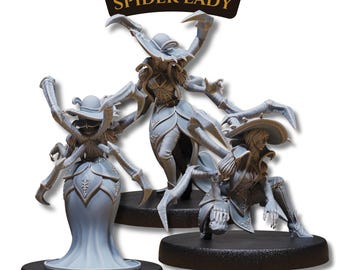 Set de miniaturas de Spider Lady: 3 figuras de resina de fantasía para DnD y RPG / Escala de 22-35 mm / Miniaturas de juego de mesa sin pintar