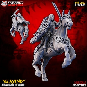 Berittener Elfenkönig | Elfe Ritter | Tabletop RPG DnD Fantasy Elfen Miniaturen | DnD Fantasy Elfen | Elfenkriegerin | Kyoushuneko | Elfe |