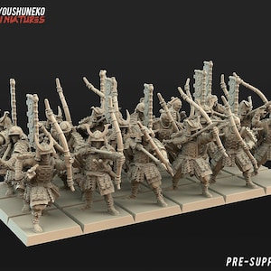 Japanese Samurai Bowmen Unit x18  | Kyoushuneko Miniatures | 30mm scale | Infantry Unit | DnD | Tabletop Wargaming feudal resin miniatures