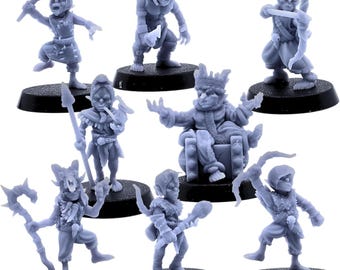 Goblin Pack Miniaturen Set (8) - 28 mm Fantasy RPG DnD Böse Humanoide Monster | Resin Figuren für Tabletop Rollenspiele und Kriegsspiele