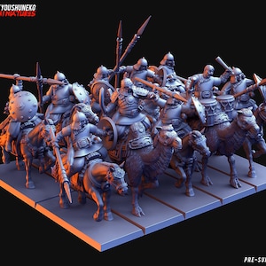 Unidad de caballería de lanceros mongoles x10 / Miniaturas Kyoushuneko / Miniatura de guerrero feudal / Resina para juegos de guerra /