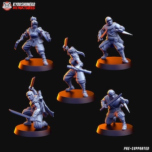 Japanese Samurai Ninja Warrior Melee Unit | Kyoushuneko Miniatures | Infantry Unit | DnD | Tabletop Wargaming feudal resin miniatures