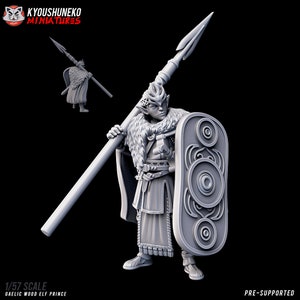 Gaelic Wood Elf Prince | Celtic Elves | Wargaming RPG DnD Fantasy Elf Miniatures | DnD Fantasy Elves | Elf Warrior | Kyoushuneko | Elven |