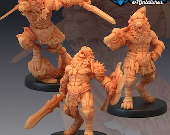 TABAXI LÖWE KRIEGER | 28 mm Skala Dungeons and Dragons Miniaturen für Tabletop Gaming | Wargaming Fantasy Miniaturen | 3d gedruckt |