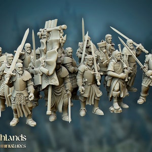 Questing Knights Medieval Swordsmen | Tabletop Wargaming Role Play Fantasy D&D Miniature | 3d printed miniatures for gaming | Infantry Unit