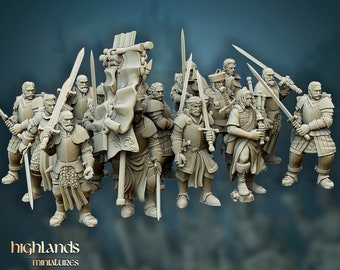 Questing Knights Medieval Swordsmen | Tabletop Wargaming Role Play Fantasy D&D Miniature | 3d printed miniatures for gaming | Infantry Unit