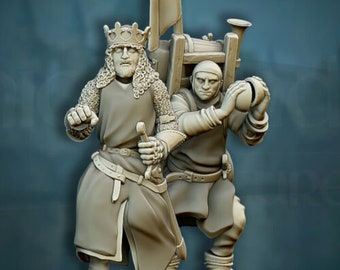 Sir Arthur King of Britons and Patsy | Tabletop Wargaming Role Play Fantasy DND Miniature | 3d printed miniatures for gaming | Medieval