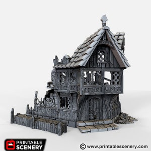 Marchand en ruine - Vallée-de-l&#39;Hiver, paysages à imprimer, terrain de jeu sur table pour D&D 28 mm, bâtiment médiéval Fantasy Historica Scatter