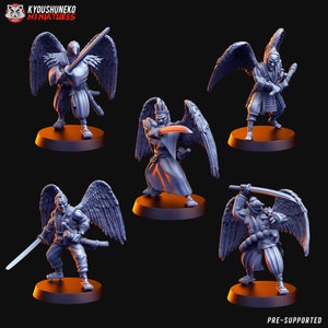 Japanese Samurai Tengu with Sword | Kyoushuneko Miniatures | Infantry Unit | DnD | Tabletop Wargaming feudal resin miniature | Yokai Samurai