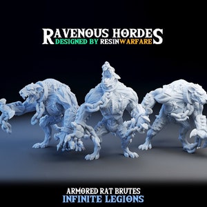 Armored Rat Brutes | Ratmen Ratfolk Miniature | Unpainted Resin Model 32mm Wargaming DnD Role play Fantasy Dire Rat Ratmen Miniatures