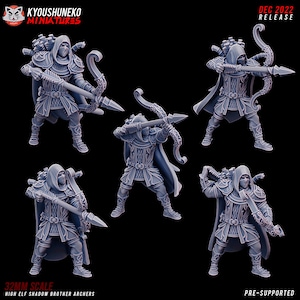 Archer Elf Warriors Infantry Unit | Elf Shadow Brothers | Tabletop D&D Fantasy Elf Miniatures | Elf Army | Elven | Kyoushuneko | Elf Bowmen