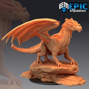 Ancient Fire Dragon | 28mm scale Dungeons and Dragons Miniatures for Tabletop Gaming | Wargaming Fantasy Miniatures | 3d printed | Reptile
