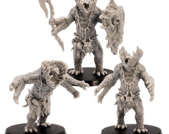 Gug Monster Miniatures Set – 3 Horror Creature Models for Tabletop RPGs | 28mm–32mm Scale Fantasy Figures | DnD, Pathfinder, Wargames