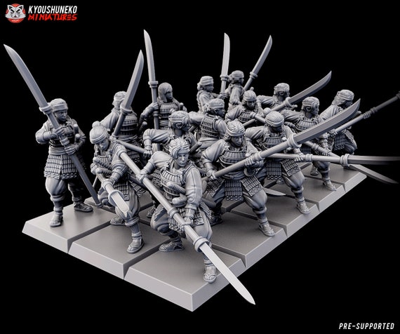 Miniature Onna Bushi Naginata Kyoushuneko - Résine 30mm - Neuf Pour Wargame Fantasy