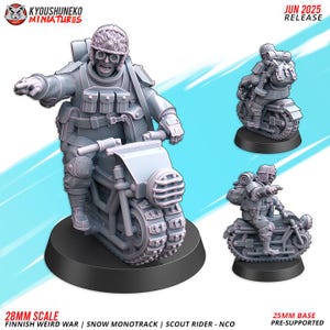 Snow Monotrack Soldier NCO | Finnish WW2 Historical Wargaming Miniatures  | Tabletop Wargames Figures | Scout Riders