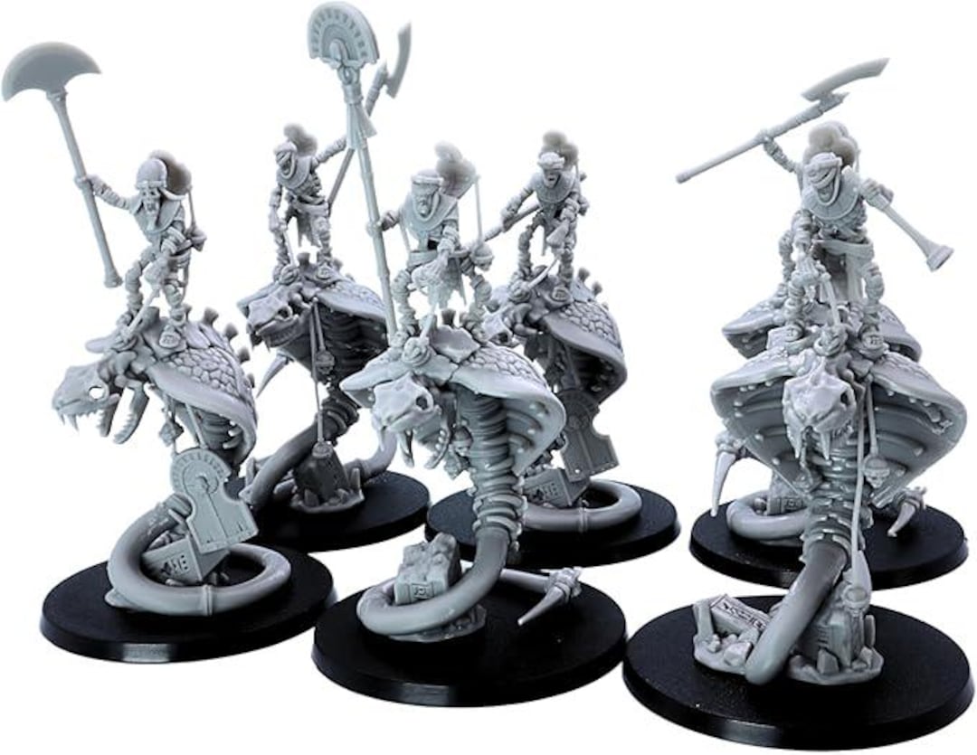 Snake Rider Egyptian Snake Riders – 6 Undead Cavalry Miniatures | 32mm Fantasy ...