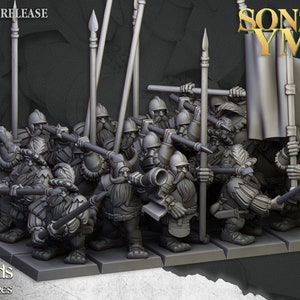 Picchieri nani / Lancieri nani / Miniature delle Highlands / Modello in resina / Sistema di gioco da 28 mm-32 mm / Wargaming / Unità di fanteria / Barba lunga