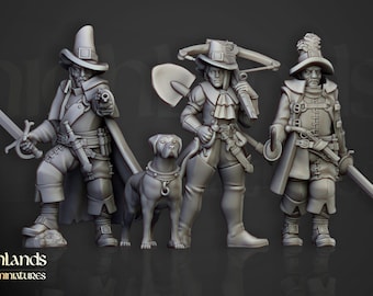Witch Hunters | Tabletop D&D Roleplaying Wargaming Fantasy Miniatures | Female Male Hunters | Inquisitorial Band | Warband |