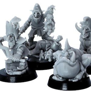 Goblin Characters Miniatures Set – 4 Fantasy Goblins for Tabletop RPGs & Wargames | 32mm Scale Resin Models | DnD, Pathfinder, TTRPGs