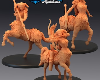 Centaur-vrouwtje | Dungeons and Dragons-miniaturen op 28 mm voor tabletop gaming | Wargaming-fantasieminiaturen | 3D-geprint paard mens