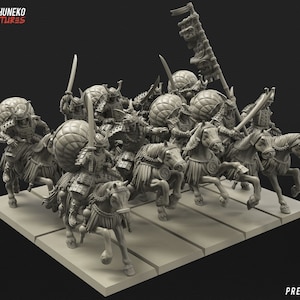 Japanese Samurai Sword Calvary x10 | Kyoushuneko Miniatures | 30mm scale | Infantry Unit | DnD | Tabletop Wargaming miniatures | Resin