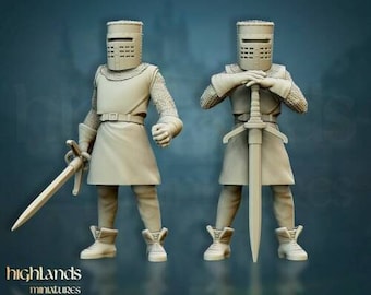 Black Knight | Tabletop Wargaming Role Play Fantasy D&D Miniature | 3d printed miniatures for gaming | Medieval Knight with Sword |