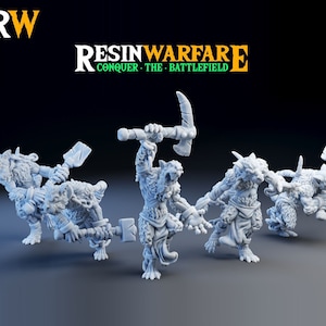 Tunnel Rat Slaves | Ratmen Ratfolk Vermin Warrior | Unpainted Resin Model 32mm scale Wargaming D&D Role play Fantasy Rat Miniatures |