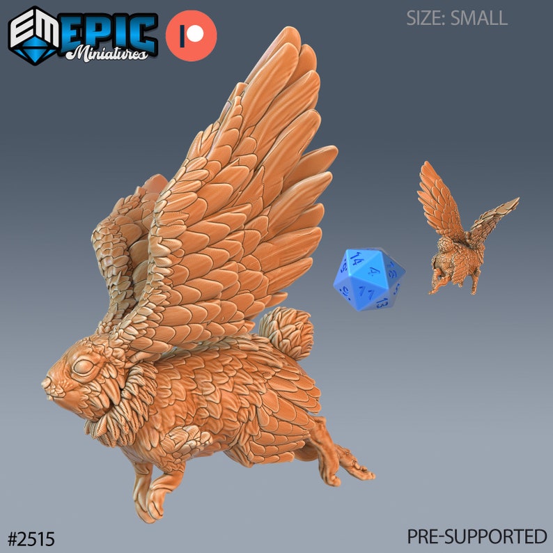 Feathered Rabbit Flying Rabbit | 28mm Scale Dungeons and Dragons Miniatures for Tabletop ...