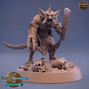 Goblin Gajnar Grasha | Goblin Warrior Fighter | Unpainted Resin Model 32mm scale Tabletop Wargaming Fantasy RPGs D&D Goblin Miniature