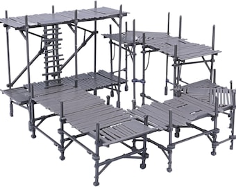 Modular Scaffolding Terrain Set – 4 Platforms for 28-32mm Wargaming & RPG Dioramas
