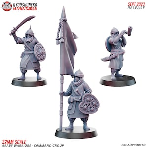 Araby Warriors Command Unit - Feudal Wargaming Minis for Tabletop Games - Kyoushuneko Miniatures