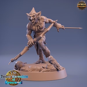 Goblin Archer Pilas | Goblin Warrior Fighter | Unpainted Resin Model 32mm scale Tabletop Wargaming Fantasy RPGs D&D Goblin Miniature