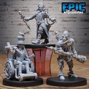 Autômato de Geartown – Mecanismo Steampunk (Conjunto de 3) | Miniaturas Épicas de 28 mm
