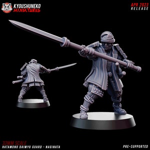 Hatamono Daimyo Guard Naginata -  Kyoushuneko Miniatures, Kensei Test of Honour Feudal Wargaming Minis for Tabletop Games