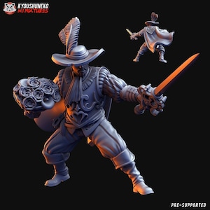Moschettiere / Figura umana / Giochi di ruolo da tavolo Wargames Moschettiere Schermidore Duellante Spada Miniatura / Moschettiere con spada e fiori / Kyoushuneko