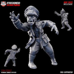 Zombie German Officer | Steampunk Wargames Historical German Military Soldiers Army Undead WW2 Miniature | Sci Fi Cyberpunk Miniature