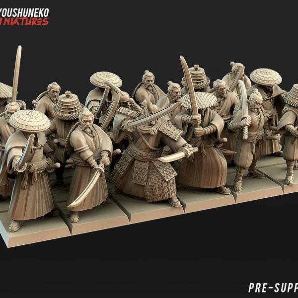 Japanese Samurai Ronin x18 | Kyoushuneko Miniatures | 30mm scale | Infantry Unit | DnD | Tabletop Wargaming feudal resin miniatures