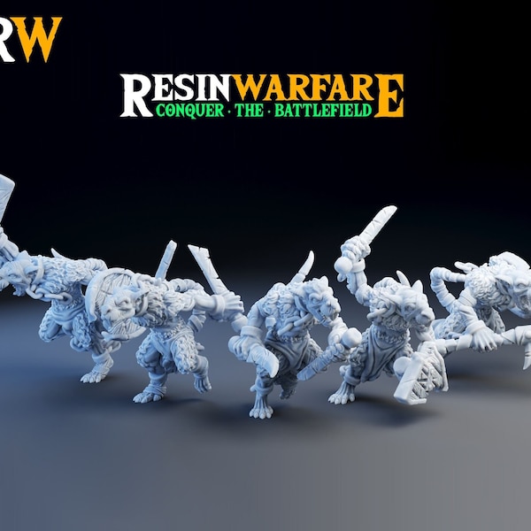 Rabid Rat Slaves | Ratfolk Ratmen Vermin Warrior | Rodent Rat | 32mm scale Wargaming Role play D&D Fantasy Rat Warrior Miniatures