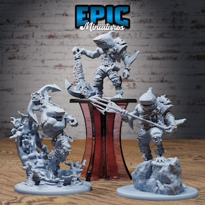Shark Folk Anchor Pirate - Epic Miniatures - Pirate Scourge - 28mm Scale Skeleton Pirate Sea Bandit Corsair - Dungeons and Dragons Miniature