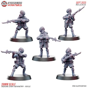 WW2 Indian Sikh Rifle Unit Infantry - Feudal Wargaming Minis for Tabletop Games - Kyoushuneko Miniatures