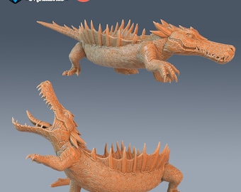 River Crocodile | 28mm scale Dungeons and Dragons Miniatures for Tabletop Gaming | Wargaming Fantasy Miniatures | 3d printed | Reptile